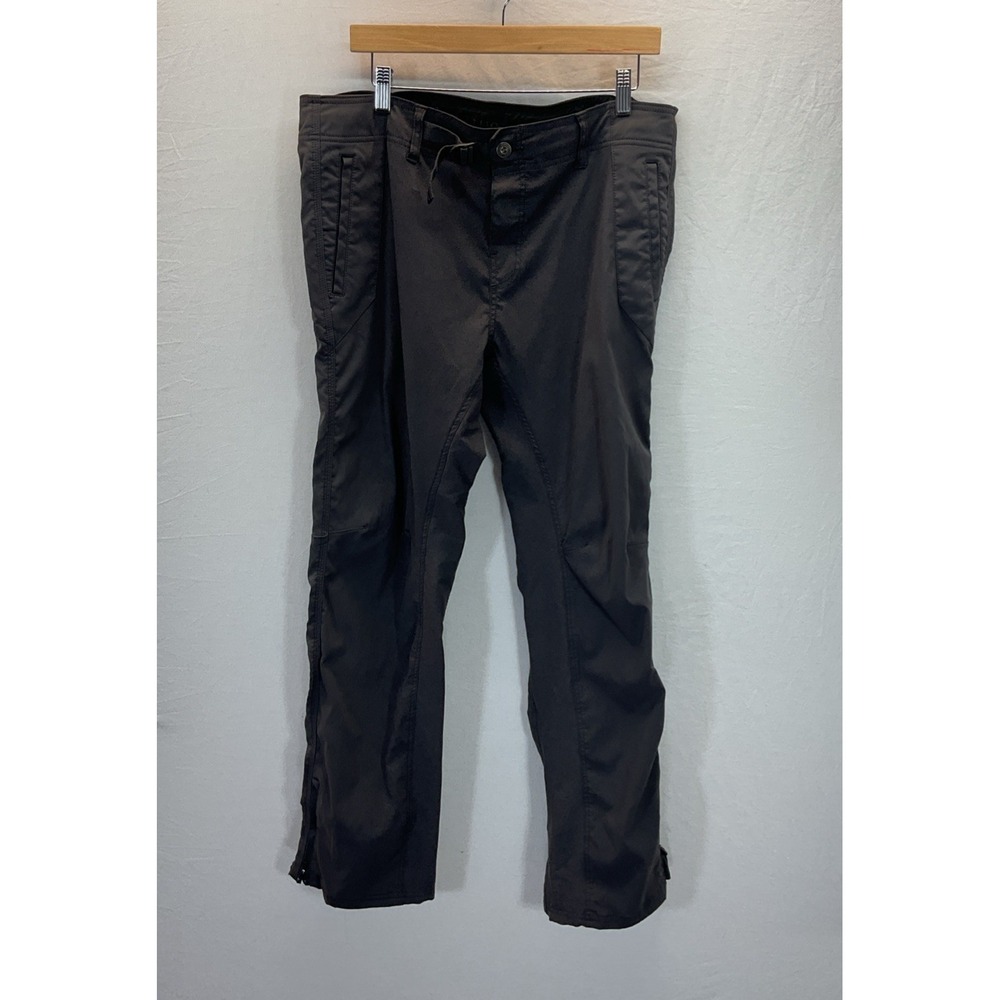 prAna Stretch Zion Pants Mens 36x31 Hiking Slim Fit Roll Up Cargo Belted Gray